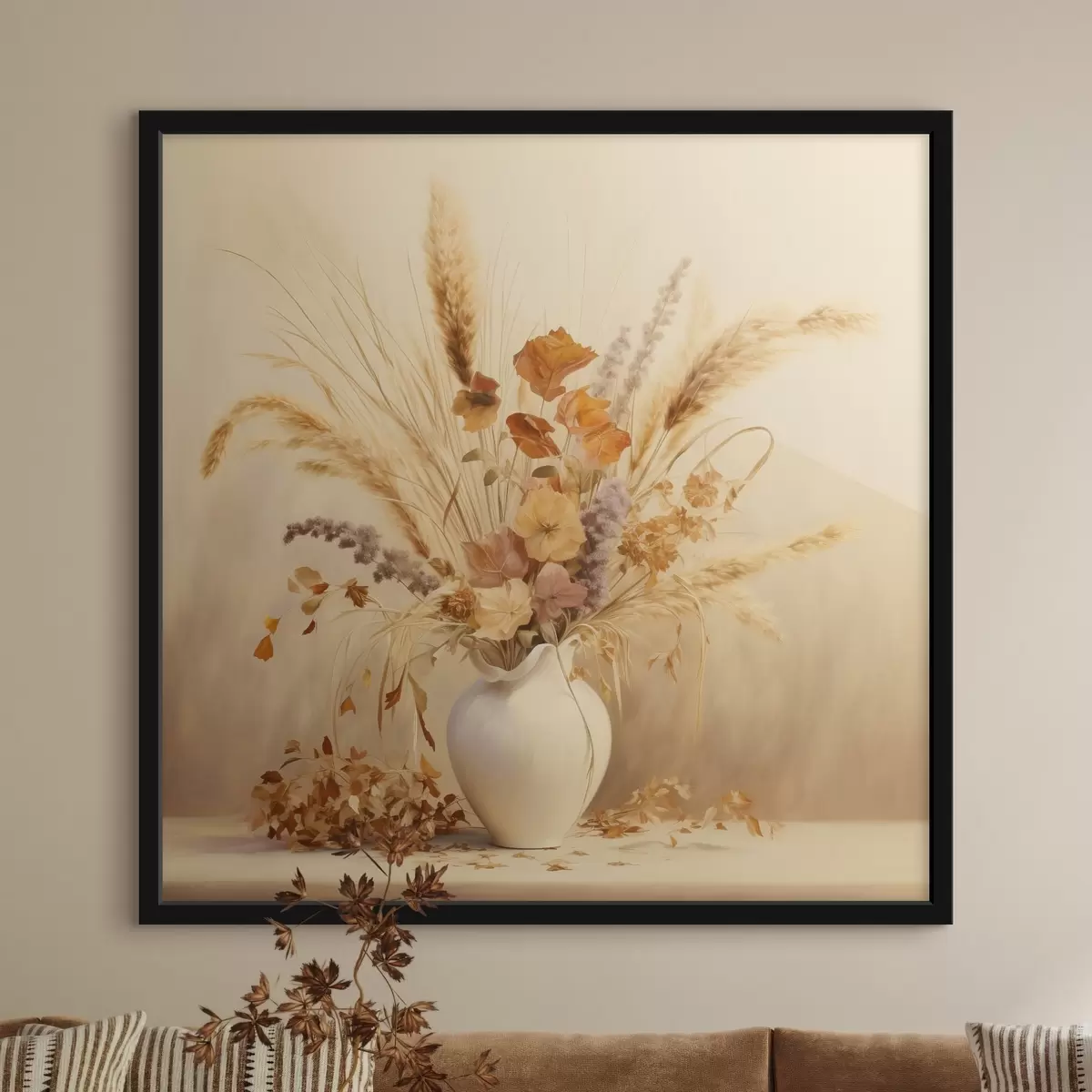 Plakāts Žāvētu ziedu pasteļsimfonija f44336