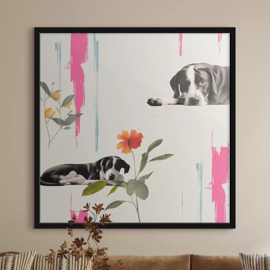 Fototapetes Melnā un baltā vācu doga ar skumjām acīs f44339