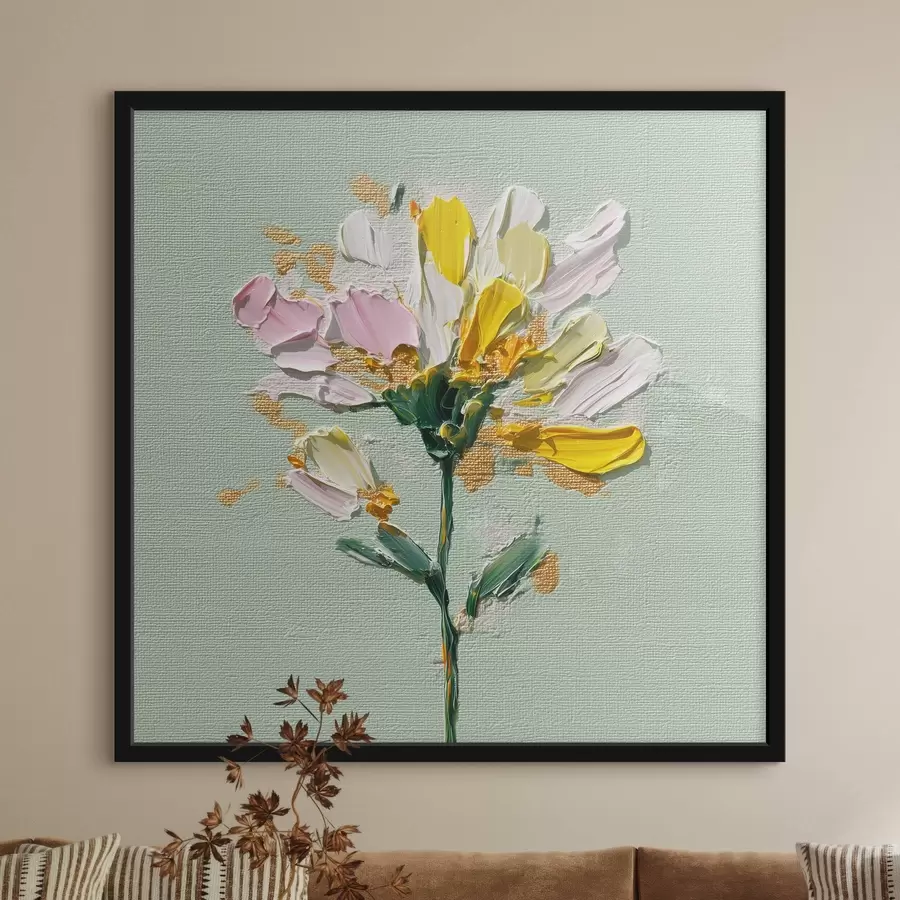 Fototapetes Saulains pušķis uz piparmētru fona f44354