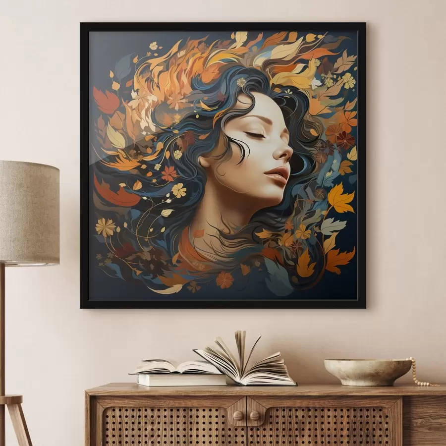 Fototapetes Meitene un krītošās lapas f44358