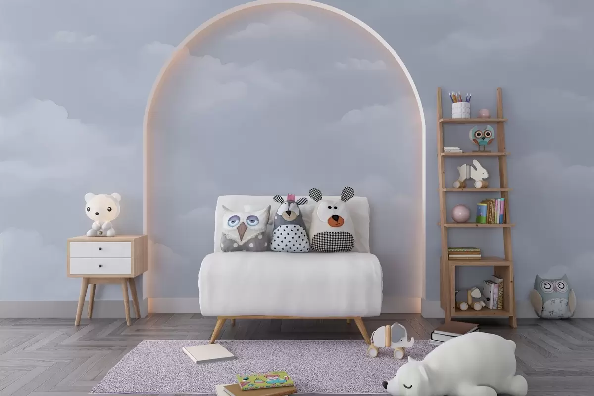 Fototapetes Zili mākoņi vieglā akvareļkrāsas tehnikā w03994v1