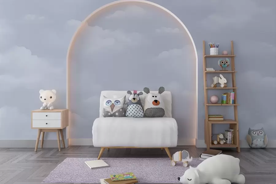 Fototapetes Zili mākoņi vieglā akvareļkrāsas tehnikā w03994v1