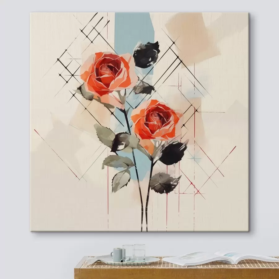 Glezna Rozes uz līniju un plankumu fona s44421