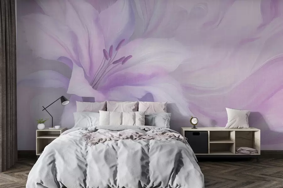 Fototapetes Lilija ziedu šķidruma abstrakcija, ziedu, violetas krāsas w04006v1