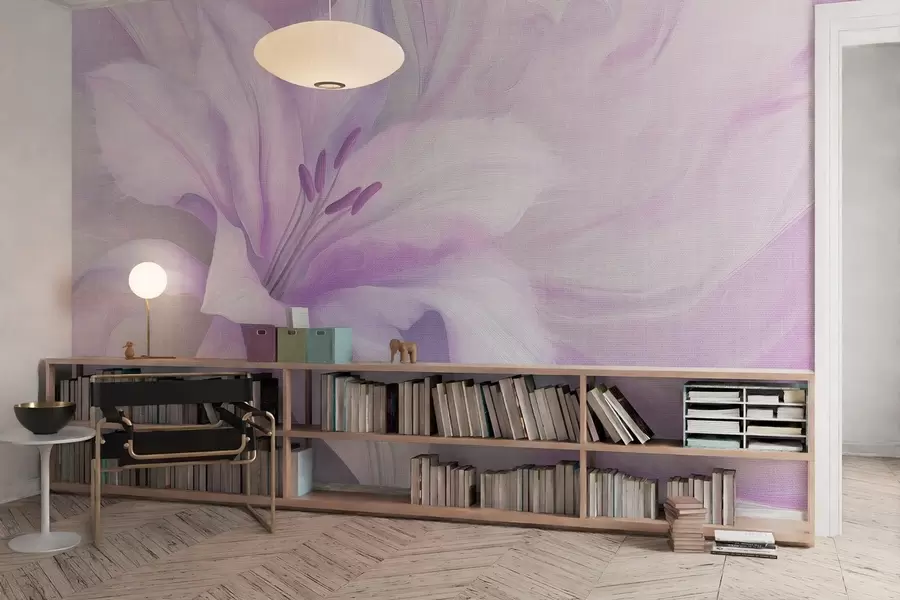 Fototapetes Lilija ziedu šķidruma abstrakcija, ziedu, violetas krāsas w04006v1