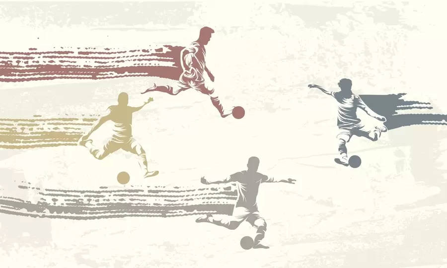Fototapetes futbolisti retro stilā w04025