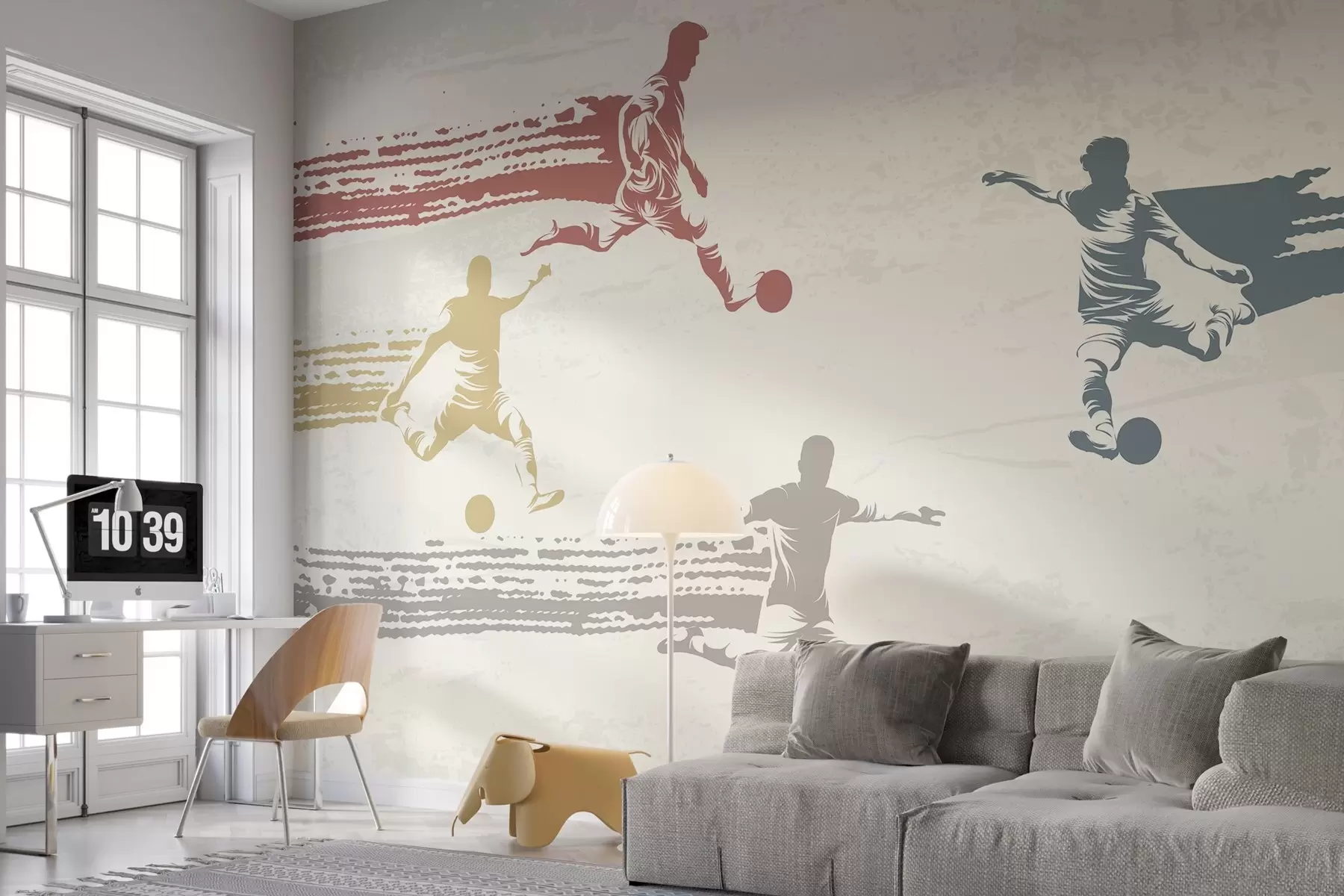 Fototapetes futbolisti retro stilā w04025