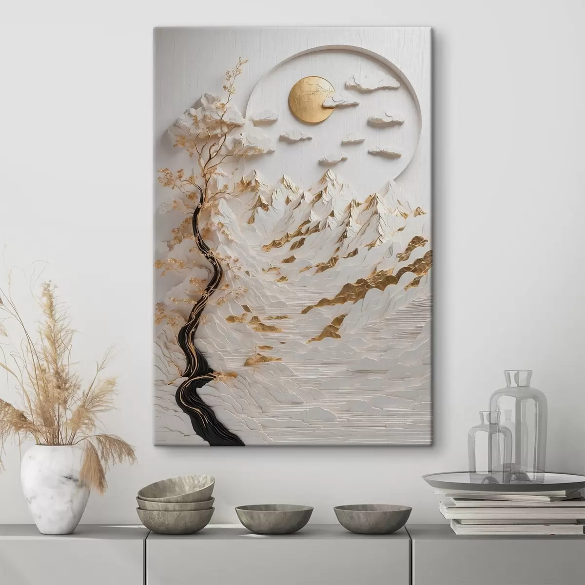 Glezna Abstraktie kalni un saule s44428