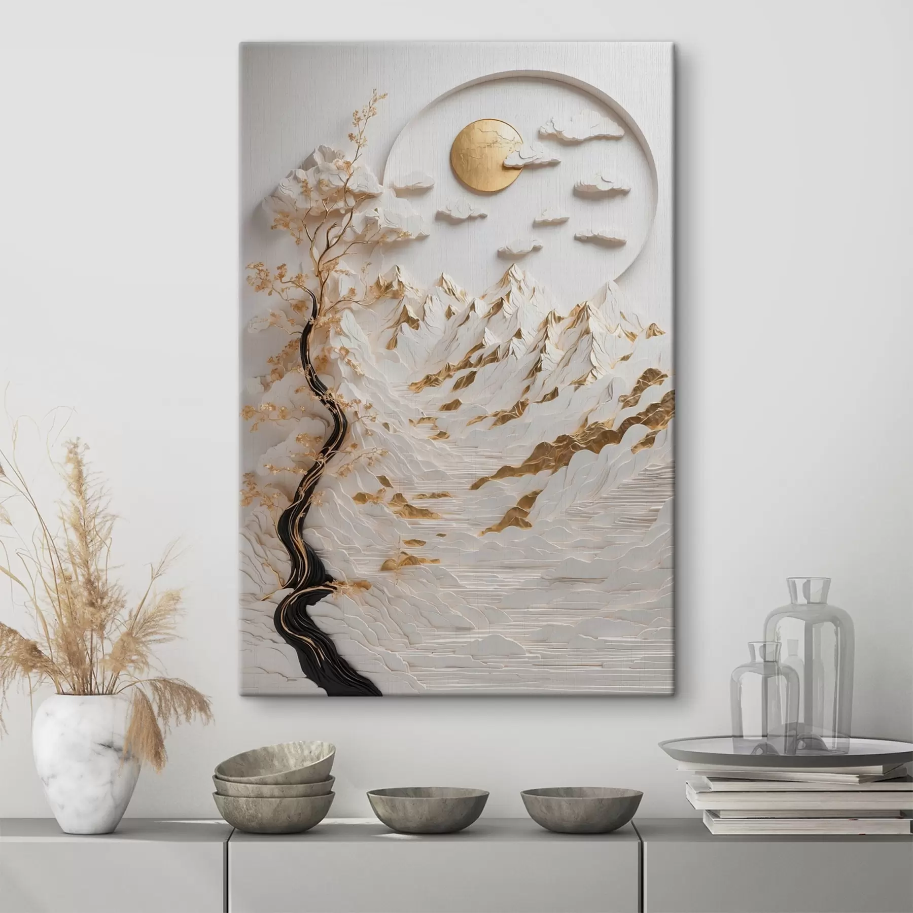 Glezna Abstraktie kalni un saule s44428