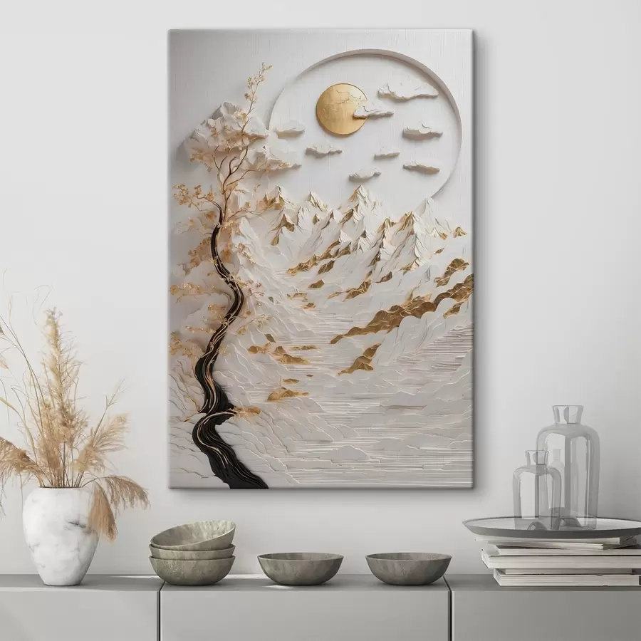 Glezna Abstraktie kalni un saule s44428