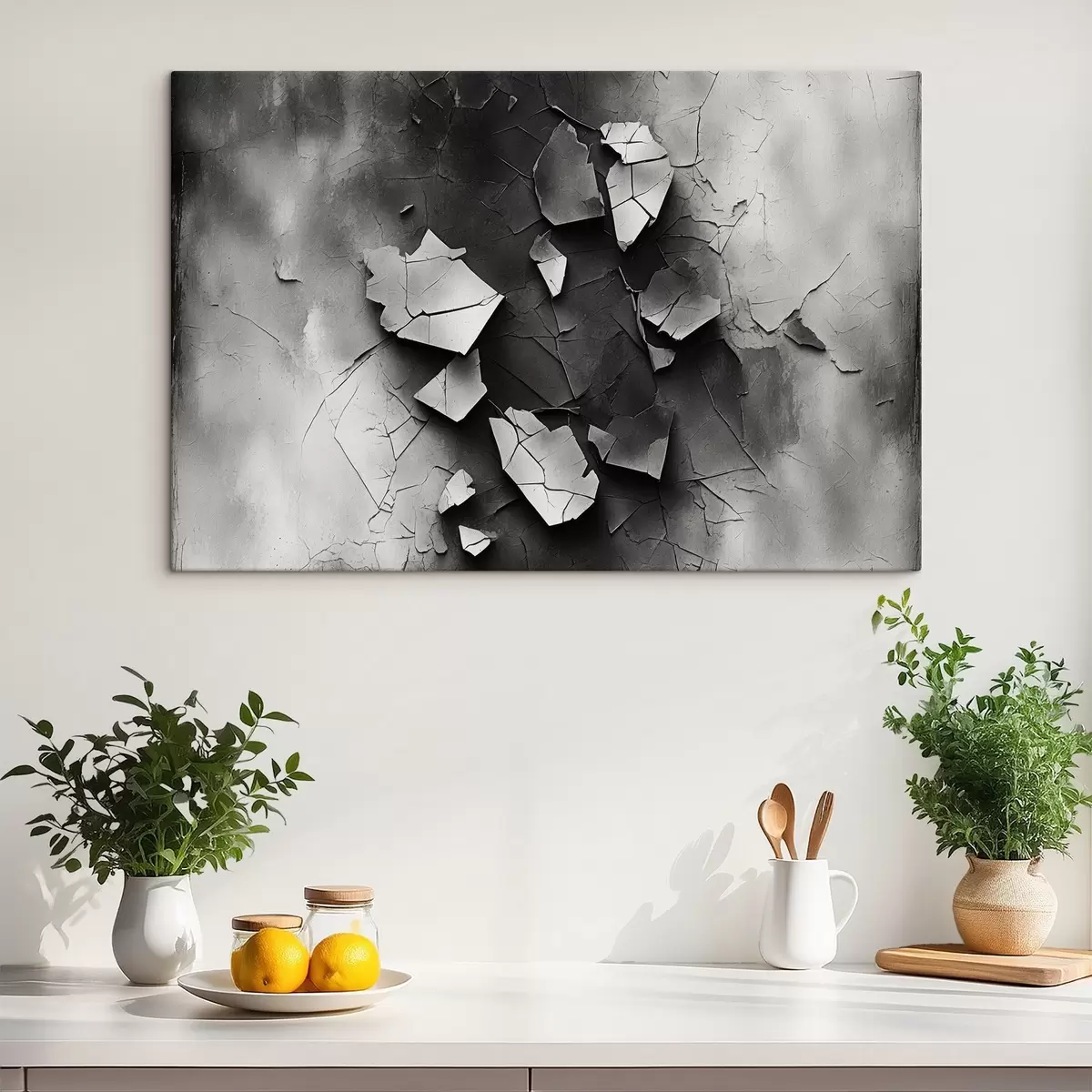 Glezna Melnā un baltā vecā siena s44450