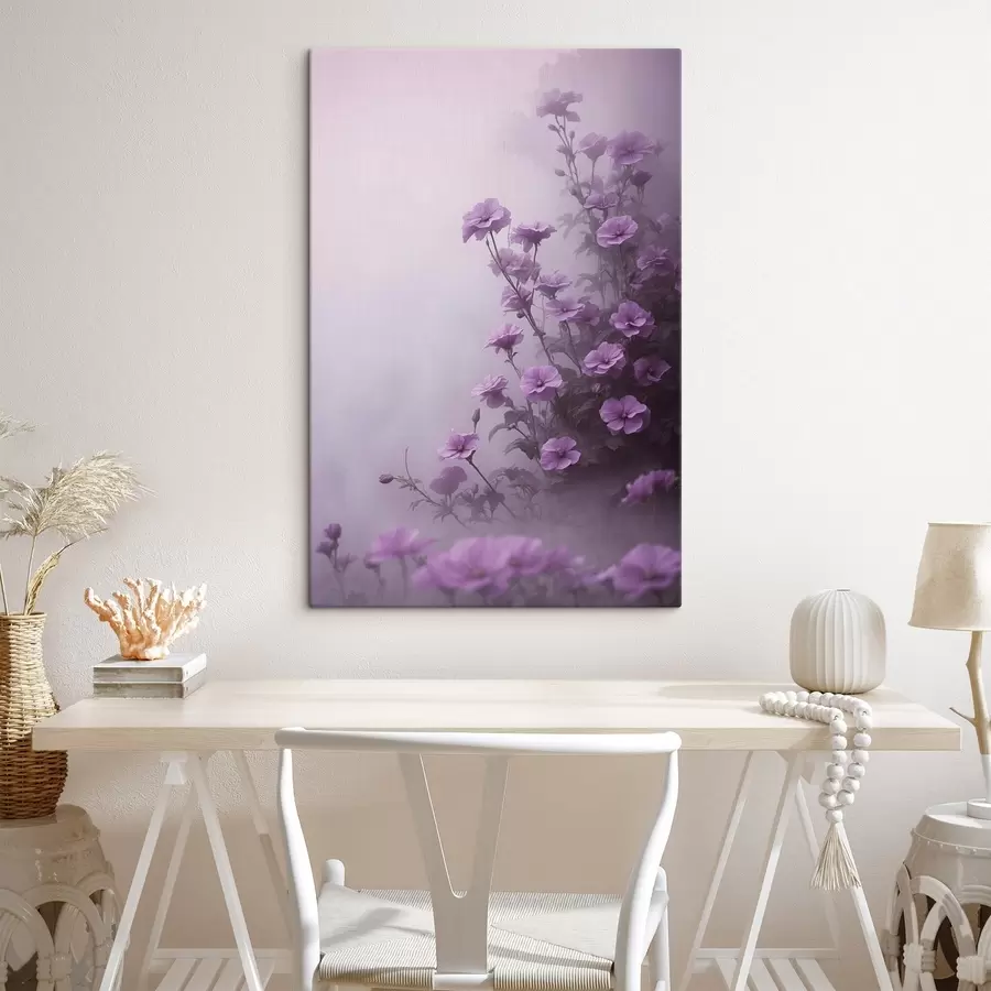 Fototapetes Violeti ziedi miglā s44456