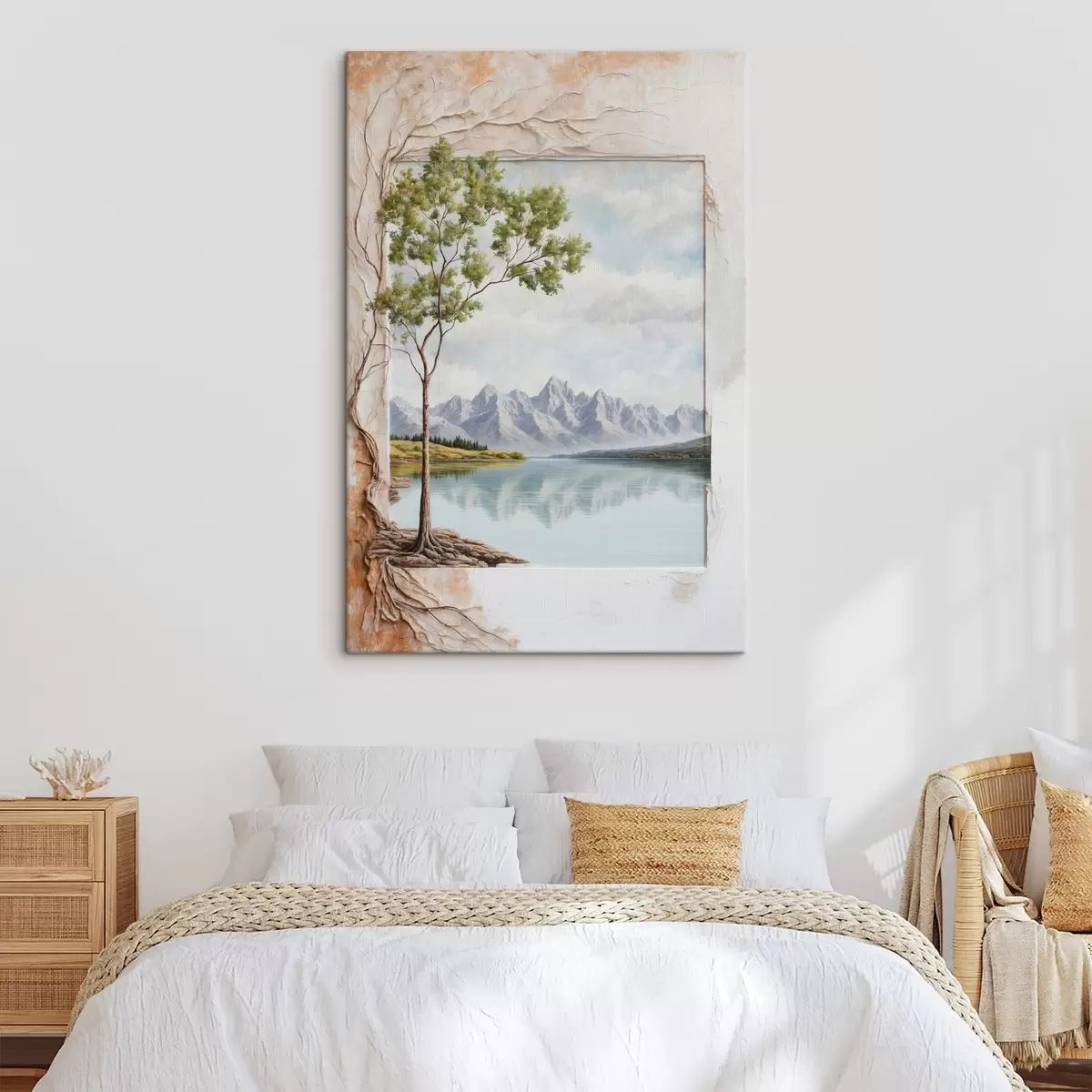 Glezna Skats uz ezeru un sniegotiem kalniem kadrā s44458