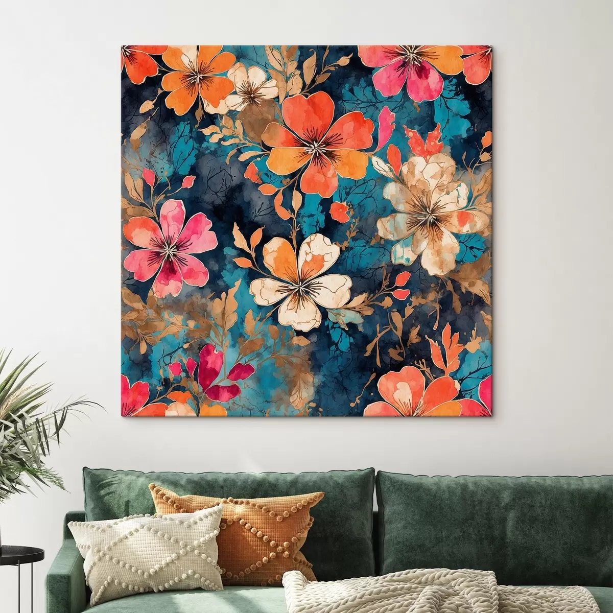 Glezna Daudzkrāsaina akrila glezna tumši zilā fonā Abstraktā daudzkrāsaina akrila glezna tumši zilā fonā zils fons s44460