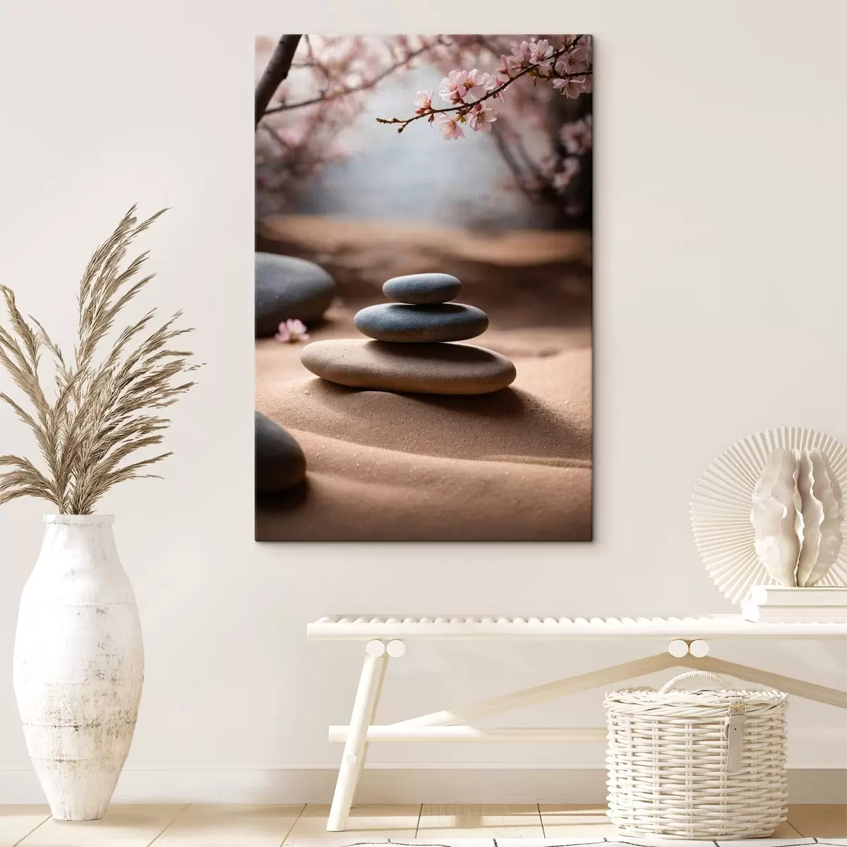 Glezna Akmeņi uz smiltīm uz neskaidra fona s44475