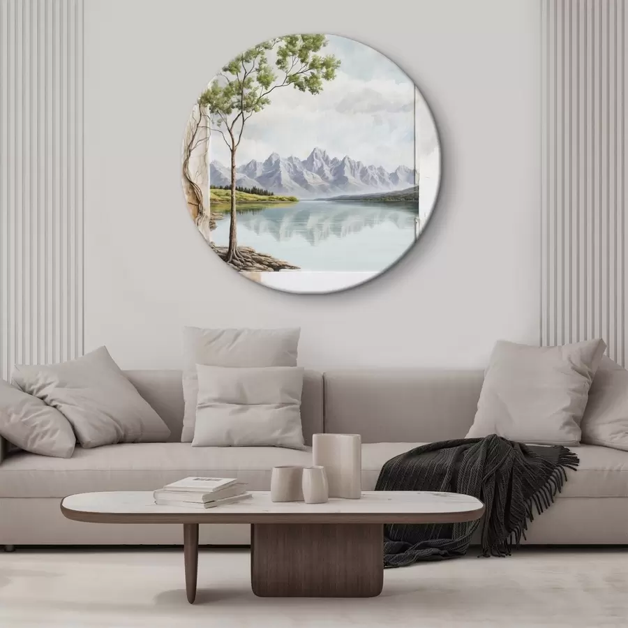 Glezna Skats uz ezeru un sniegotiem kalniem kadrā r44458