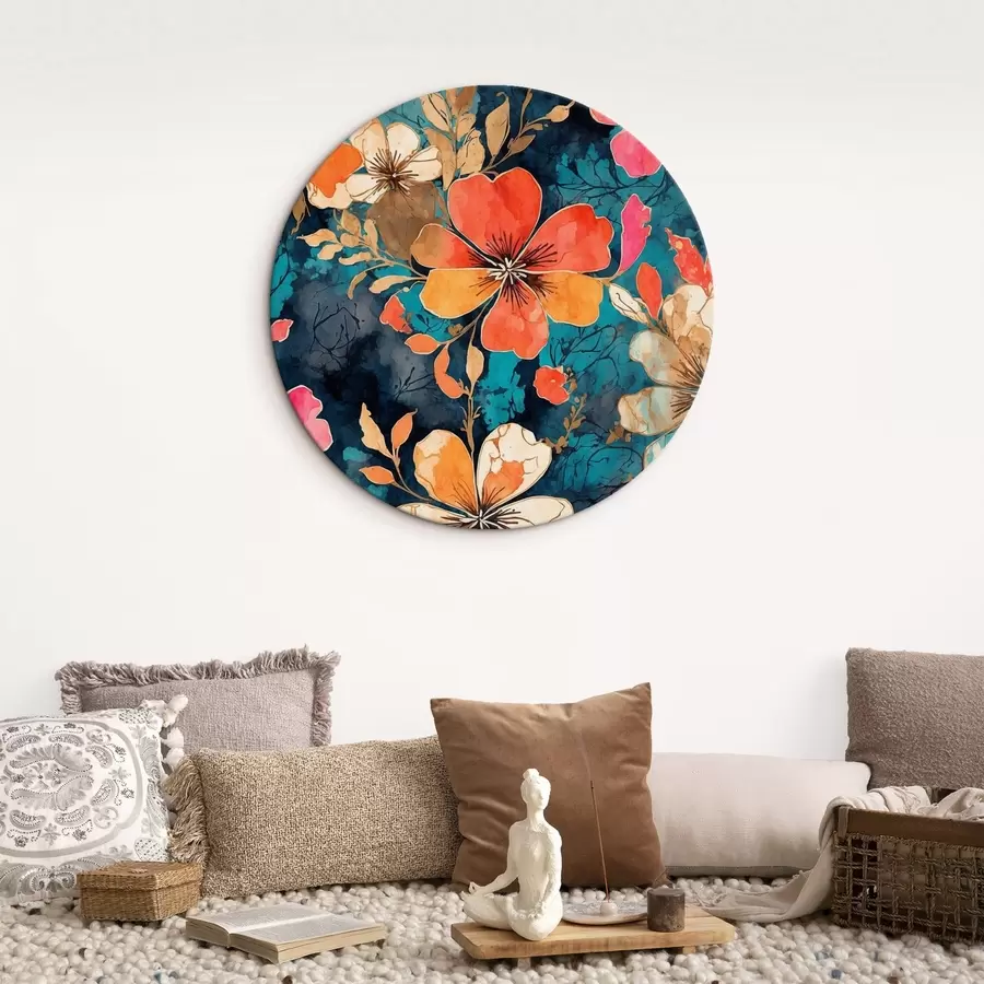 Glezna Daudzkrāsaina akrila glezna tumši zilā fonā Abstraktā daudzkrāsaina akrila glezna tumši zilā fonā zils fons r44460