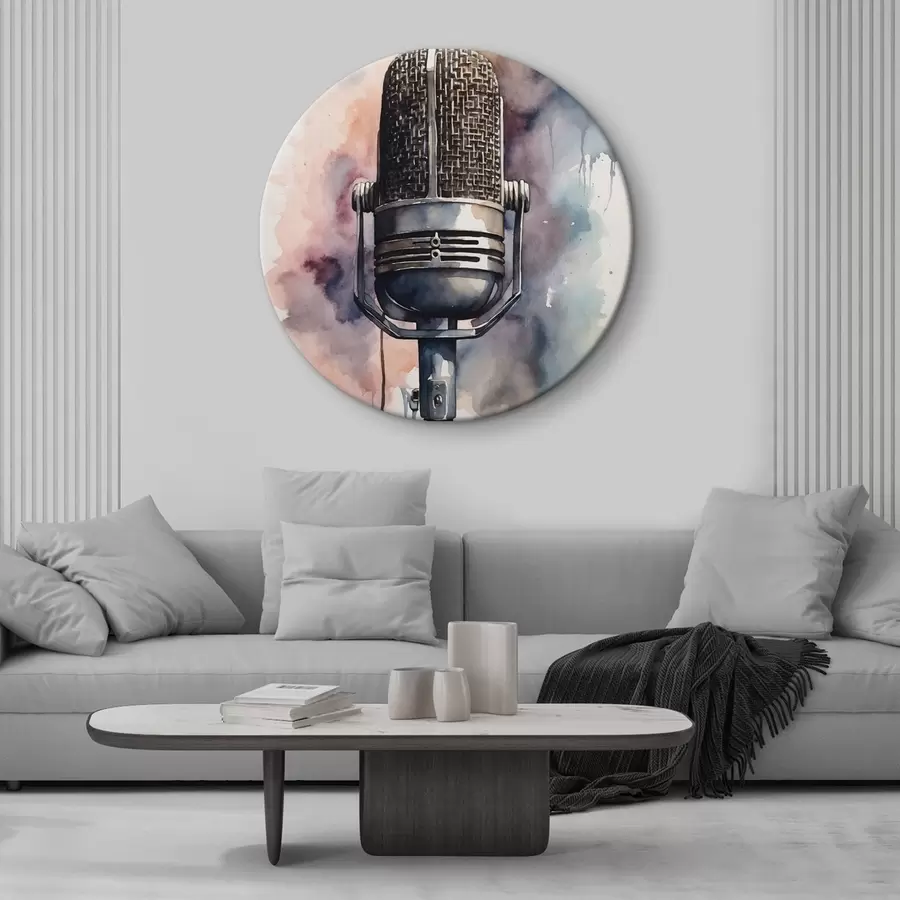 Glezna Mikrofons uz akvareļa fona r44463