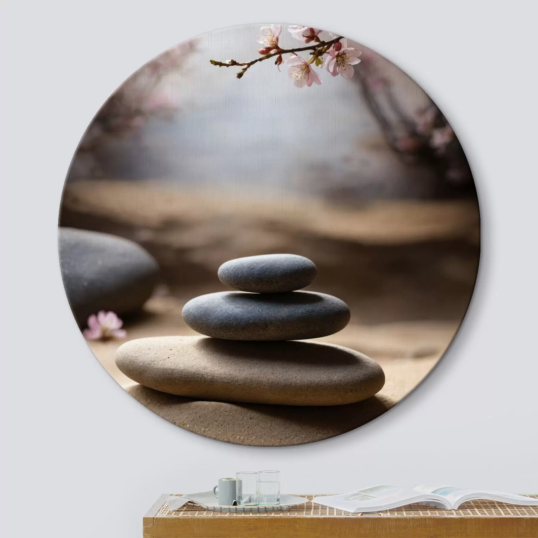 Glezna Akmeņi uz smiltīm uz neskaidra fona r44475