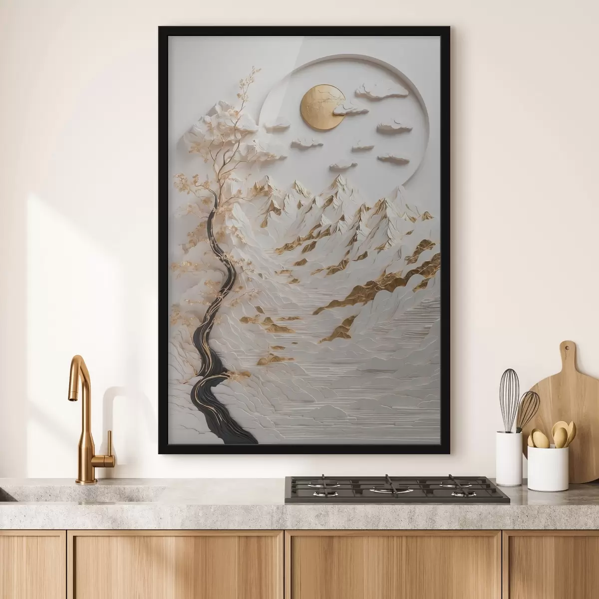 Plakāts Abstraktie kalni un saule f44428