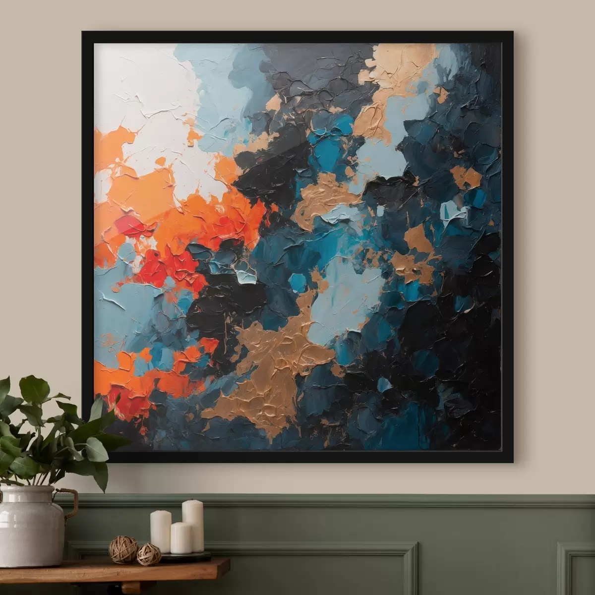 Plakāts Abstrakta daudzkrāsaina eļļas glezna f44431