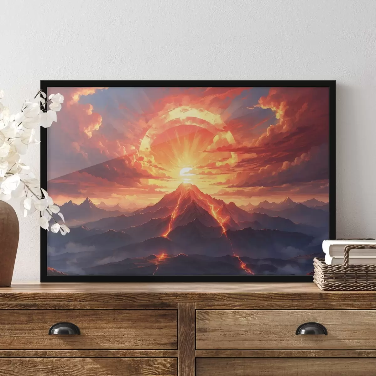 Plakāts Saulriets pie vulkāna f44432