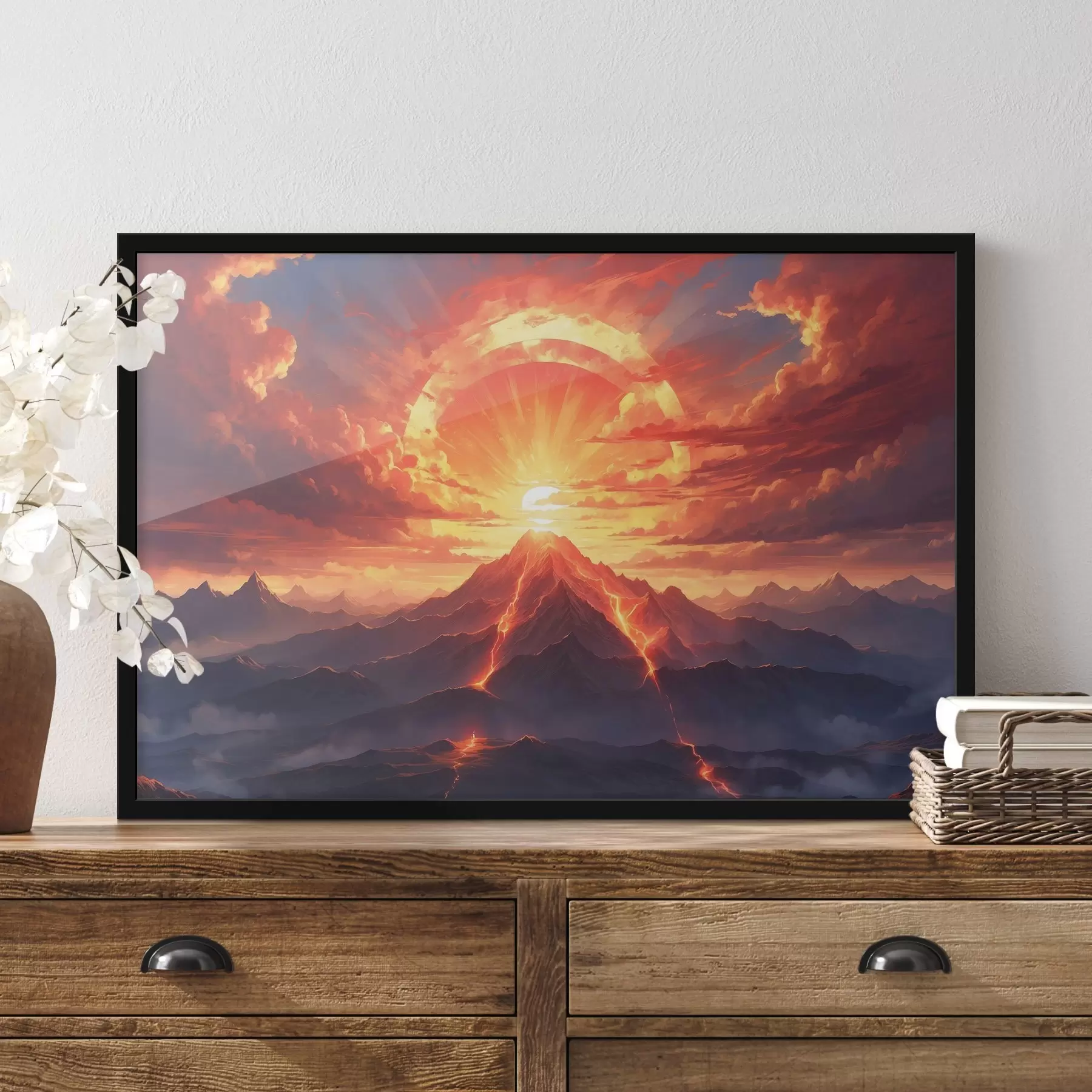 Glezna Saulriets pie vulkāna f44432