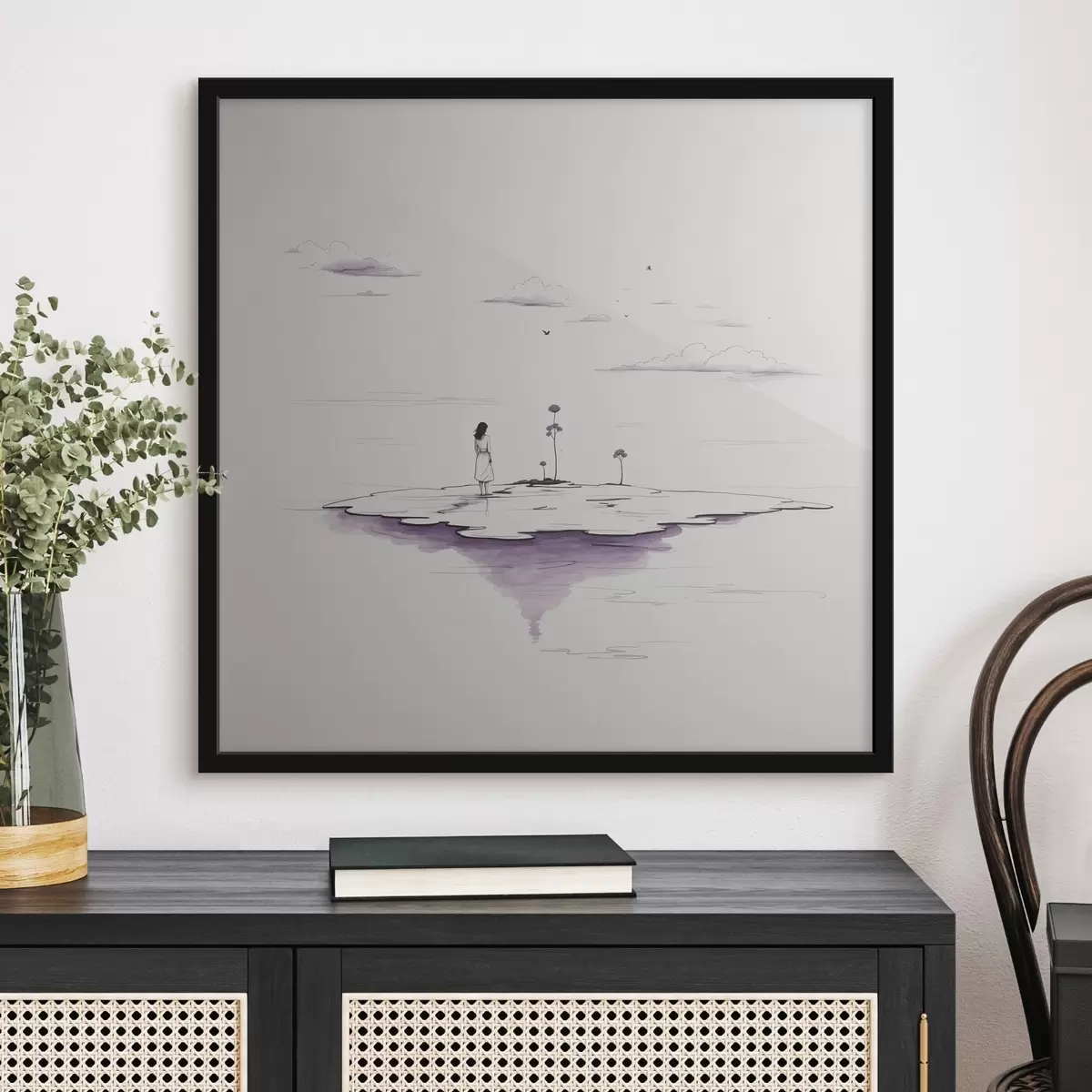 Plakāts Vienkārša melnbalta glezna f44433