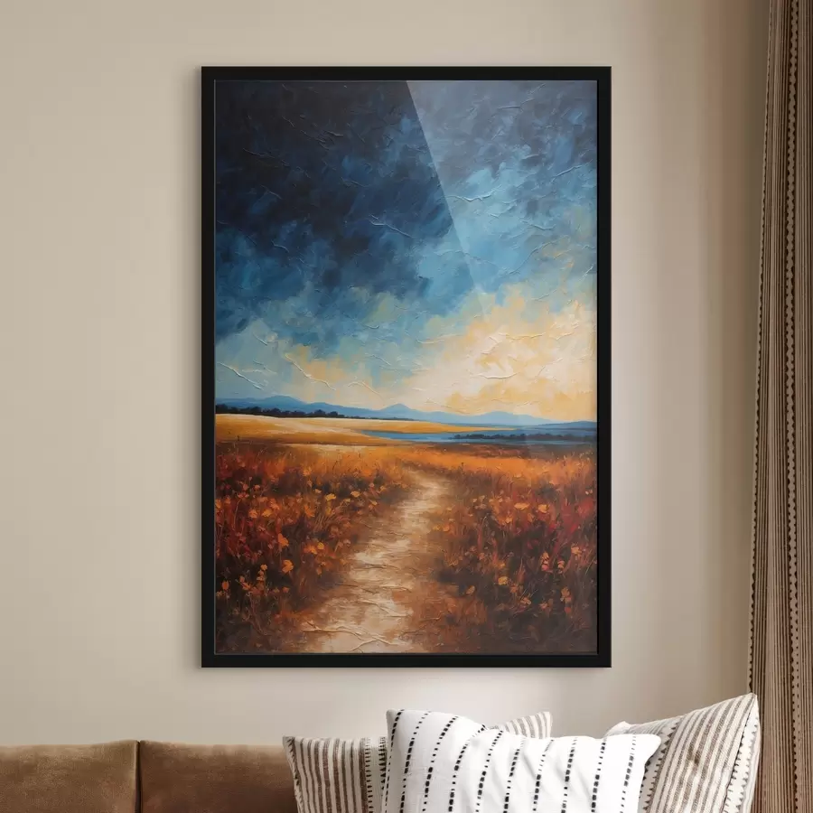 Fototapetes Ziedu lauks vakarā akrila glezniecības stilā f44440