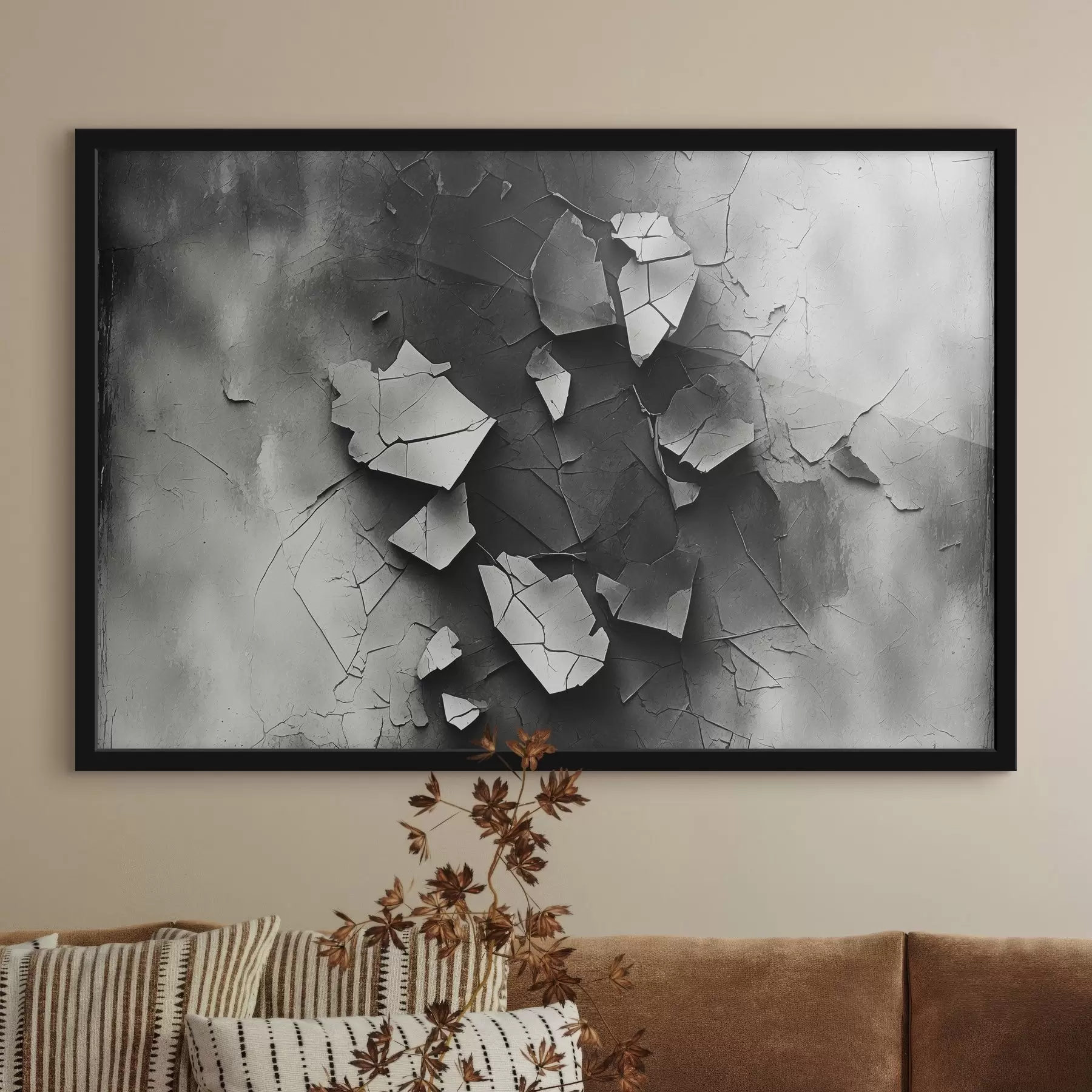 Glezna Melnā un baltā vecā siena f44450