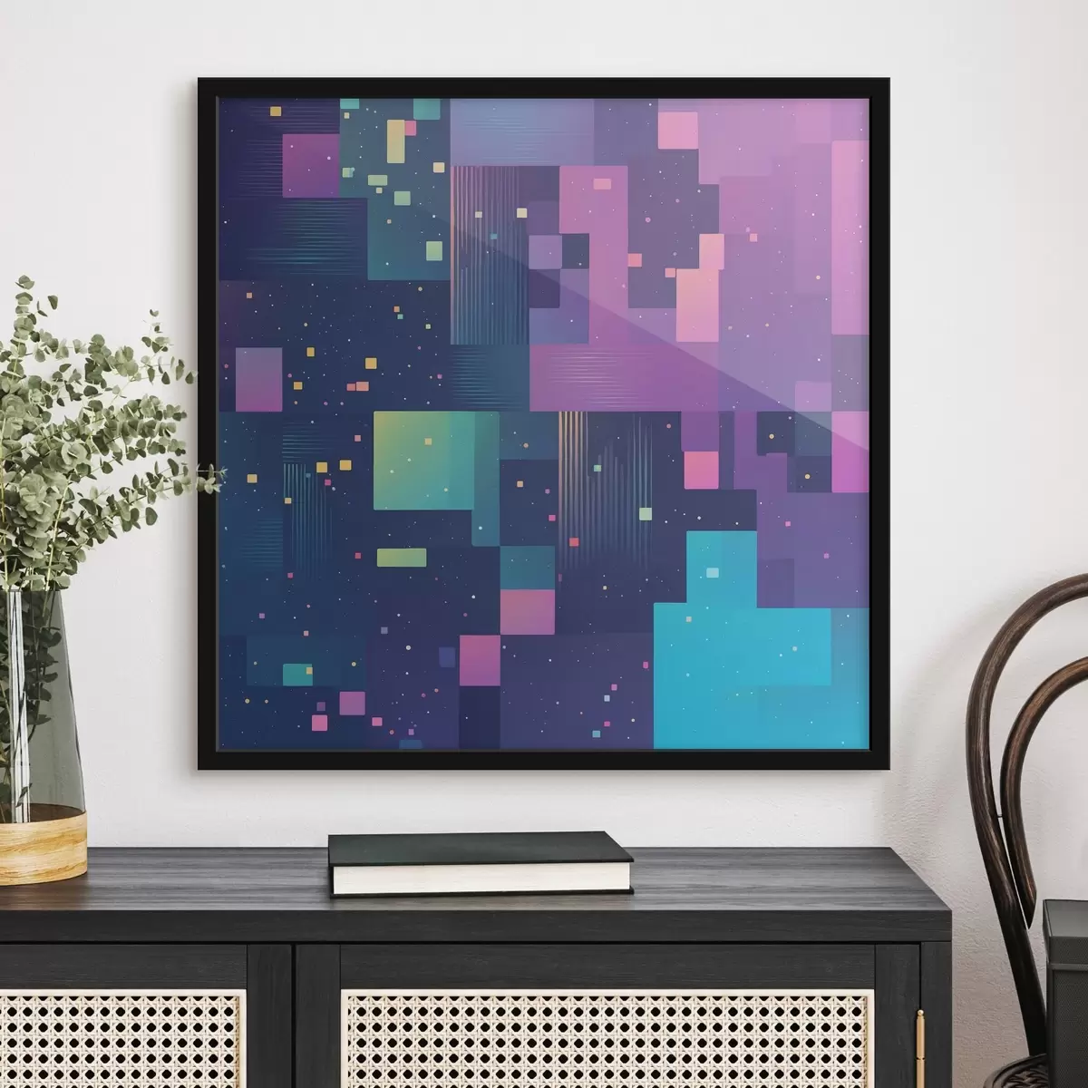 Plakāts Abstraktā glezniecība ar daudzkrāsainām taisnstūra figūrām f44457