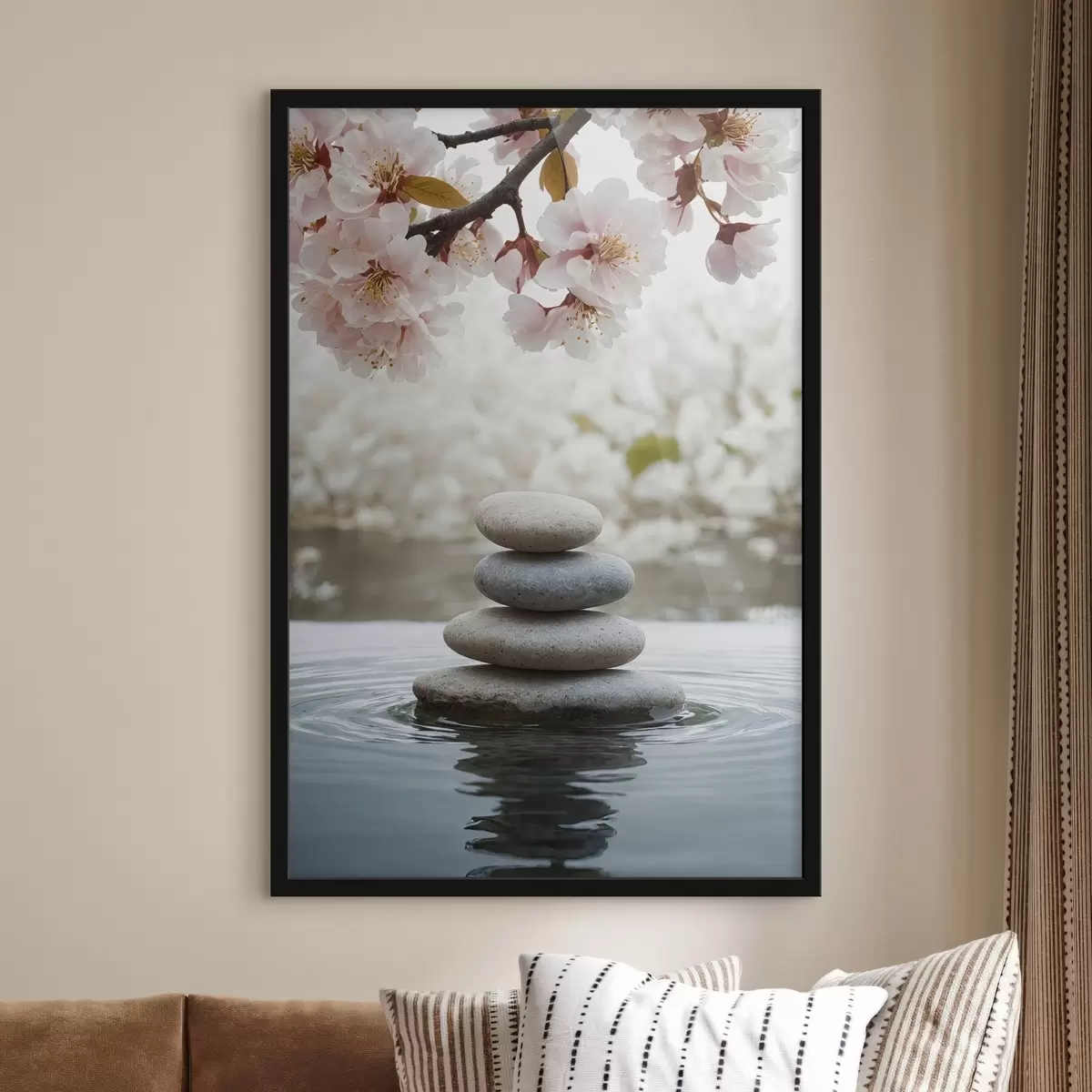 Plakāts Akmeņi ūdenī uz neskaidra fona f44476