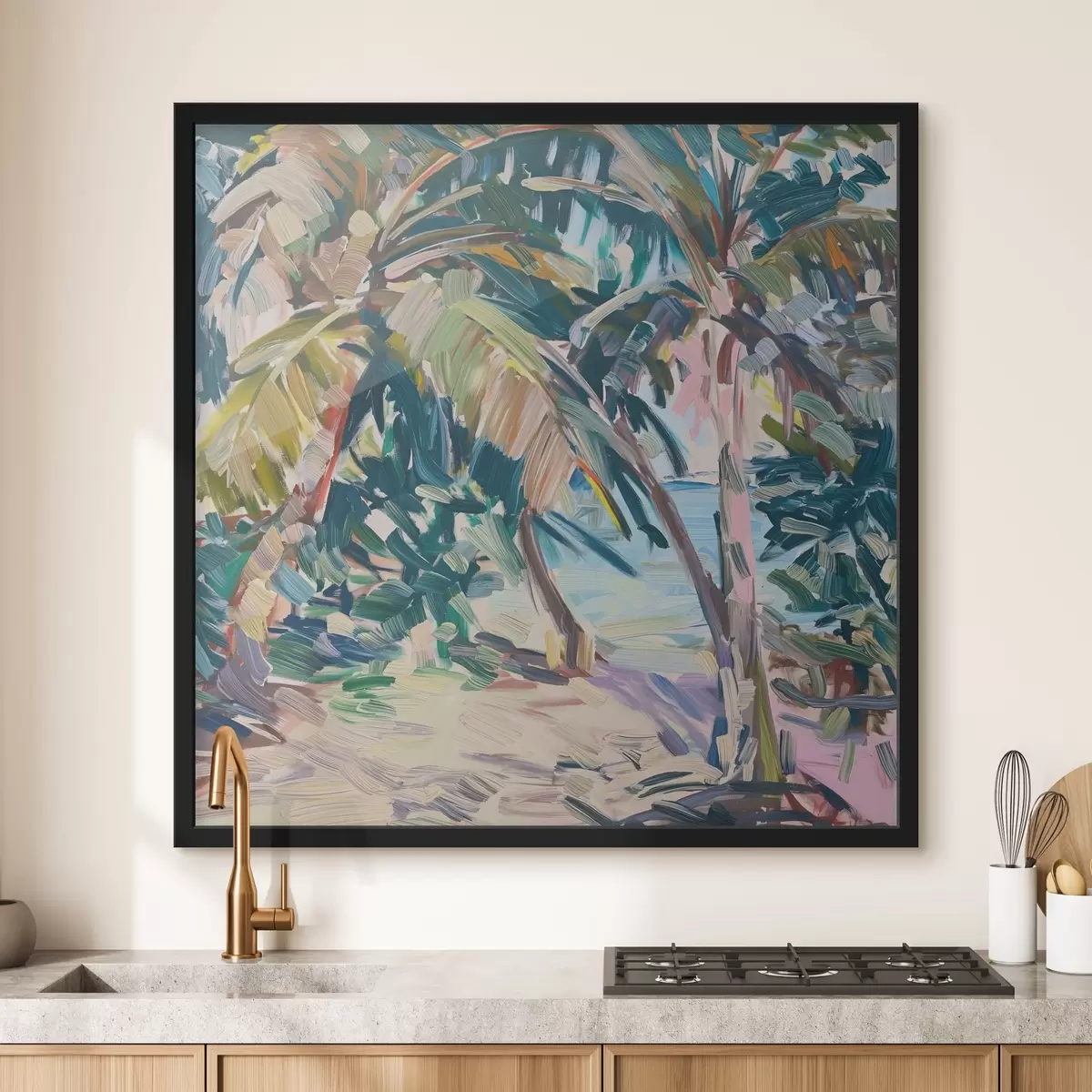 Plakāts Palmas abstrakcija, otas triepienu imitācija f44513