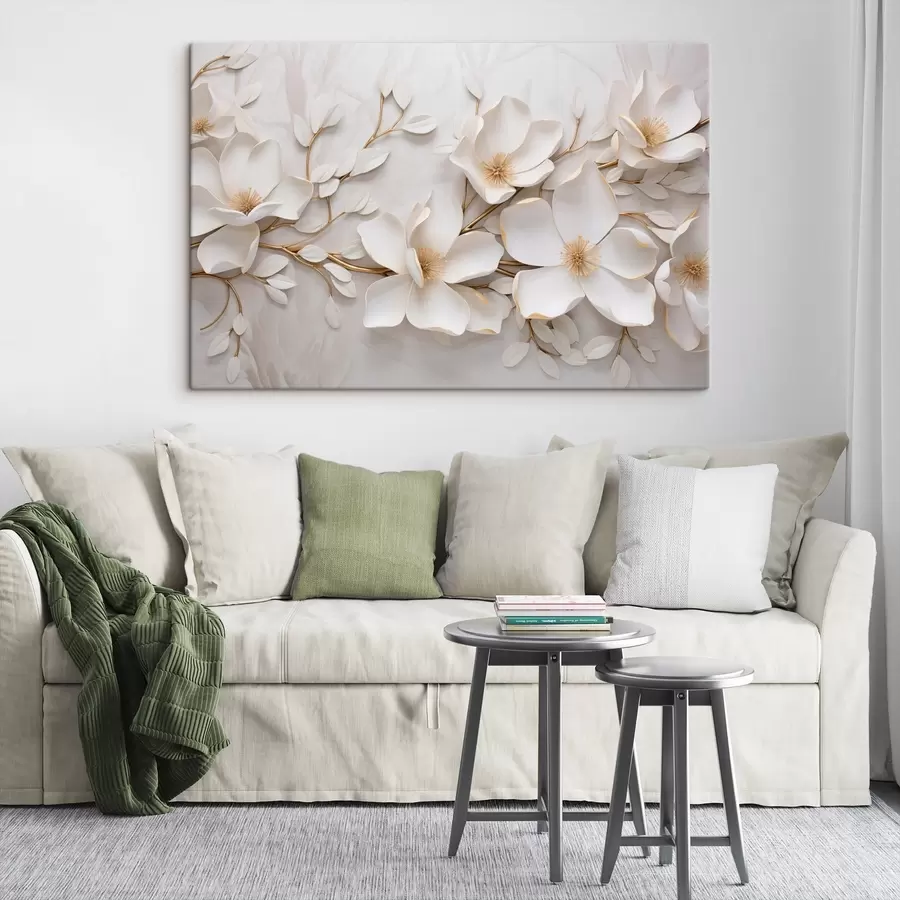 Glezna Baltie ziedi s44547