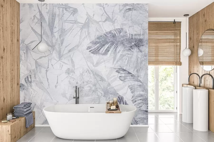 Fototapetes Zilas nokrāsas, ziedu abstrakcija grunge stilā ar nobrāzuma imitāciju, zilas krāsas toņos w03926v3