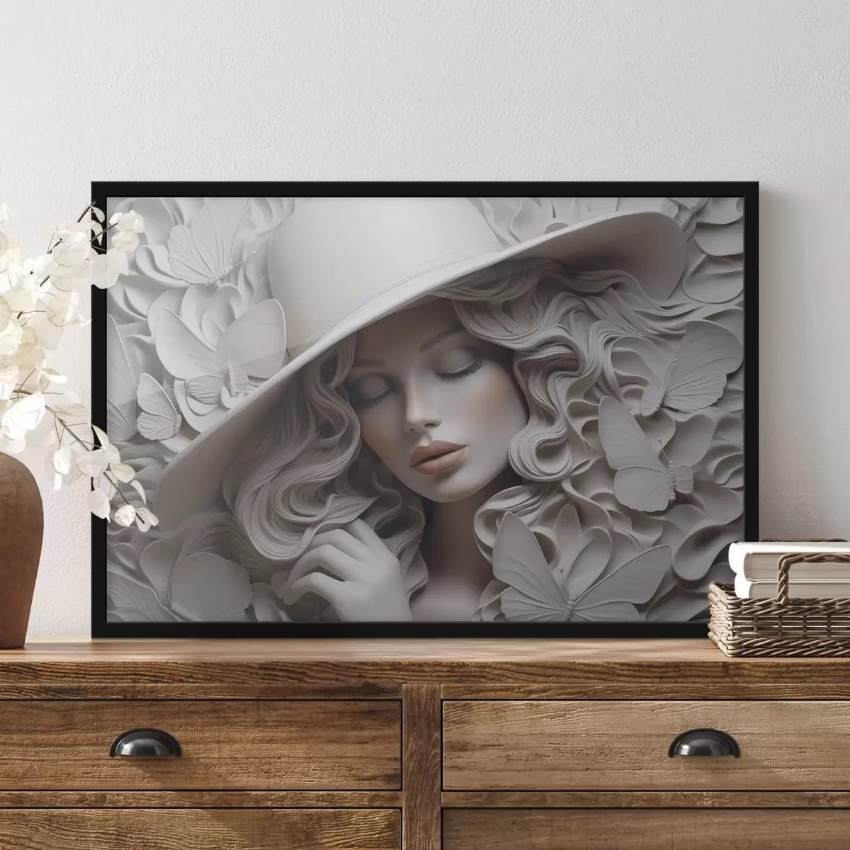 Plakāts Meitene cepurē f44524