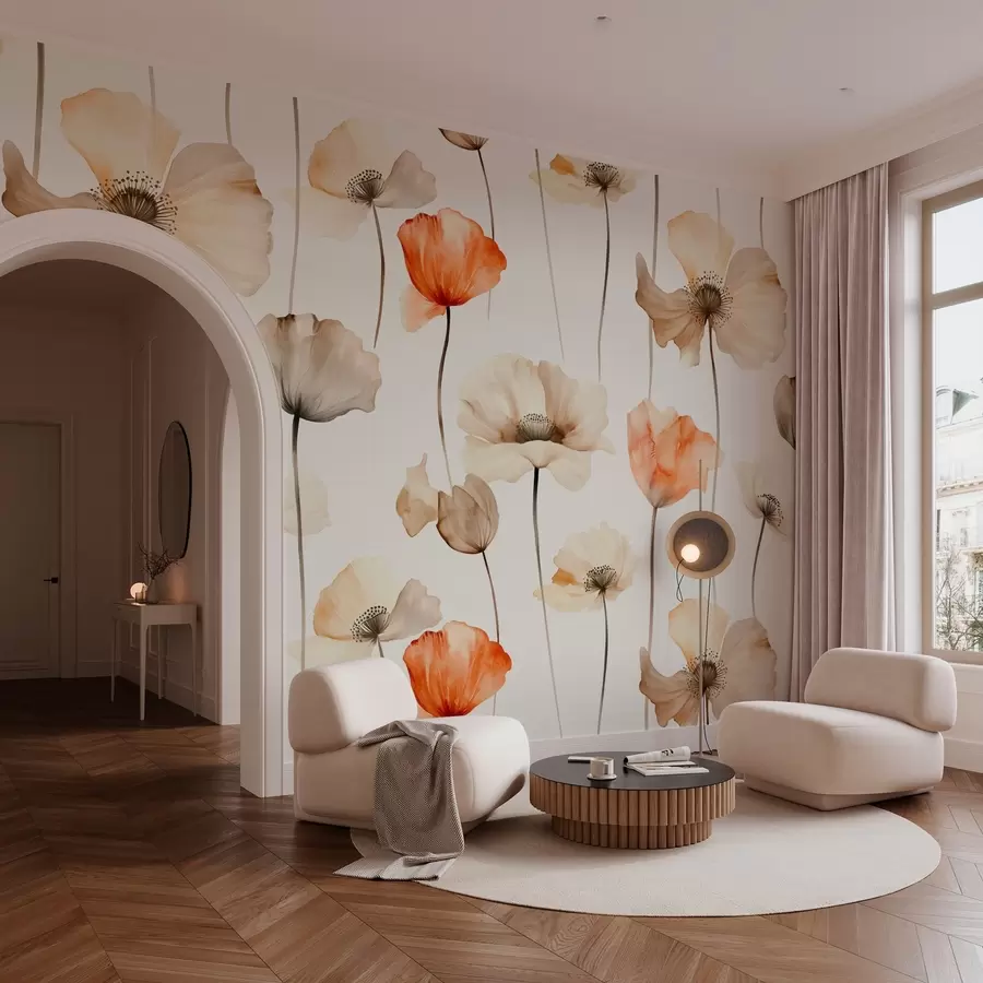 Fototapetes čokurotas magones akvareļu stilā w04031