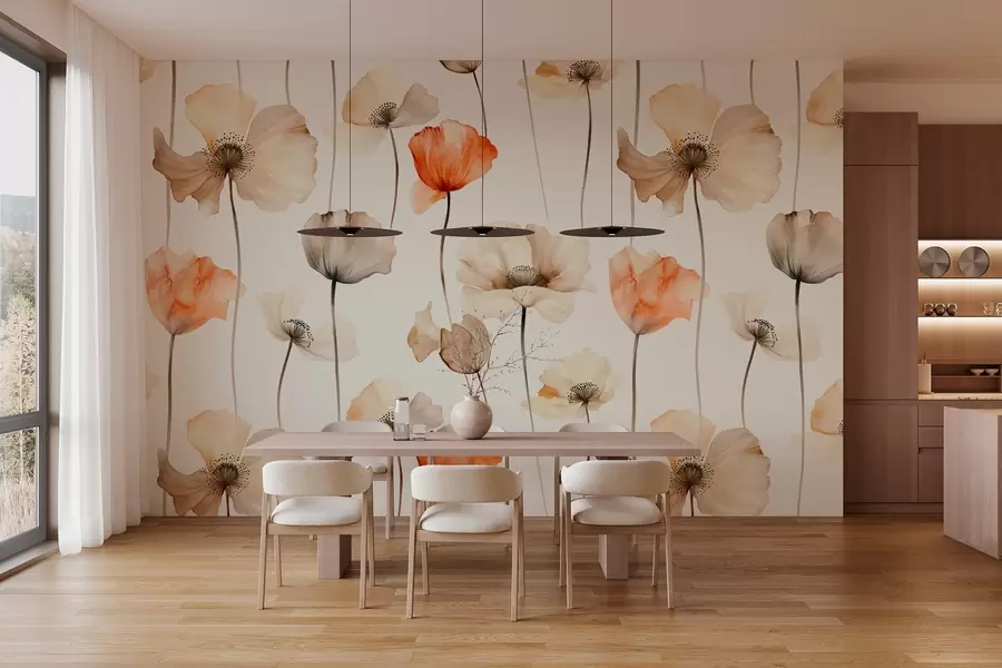 Fototapetes čokurotas magones akvareļu stilā w04031