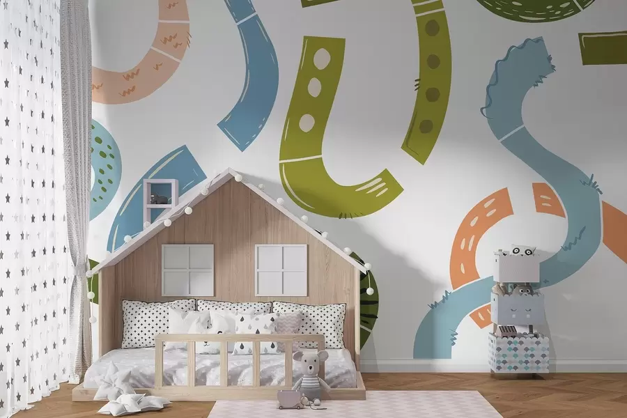 Fototapetes Abstraktie zīmējumi, nepilngadīgie, zīmējumi, zaļš, zils, rozā, zaļš w04066v2