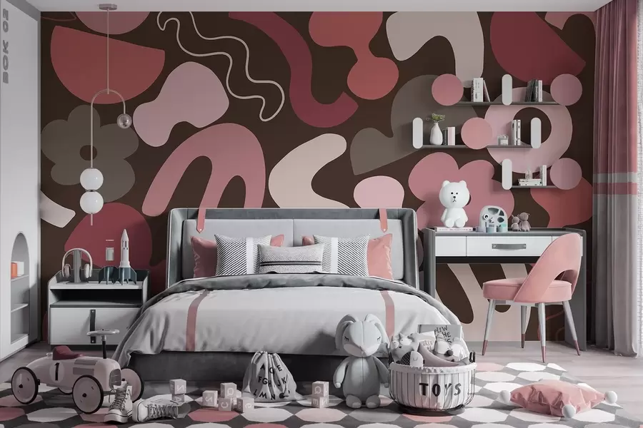 Fototapetes Ģeometriskas figūras, nepilngadīgais, abstrakcija, tumši bordo fons w04067