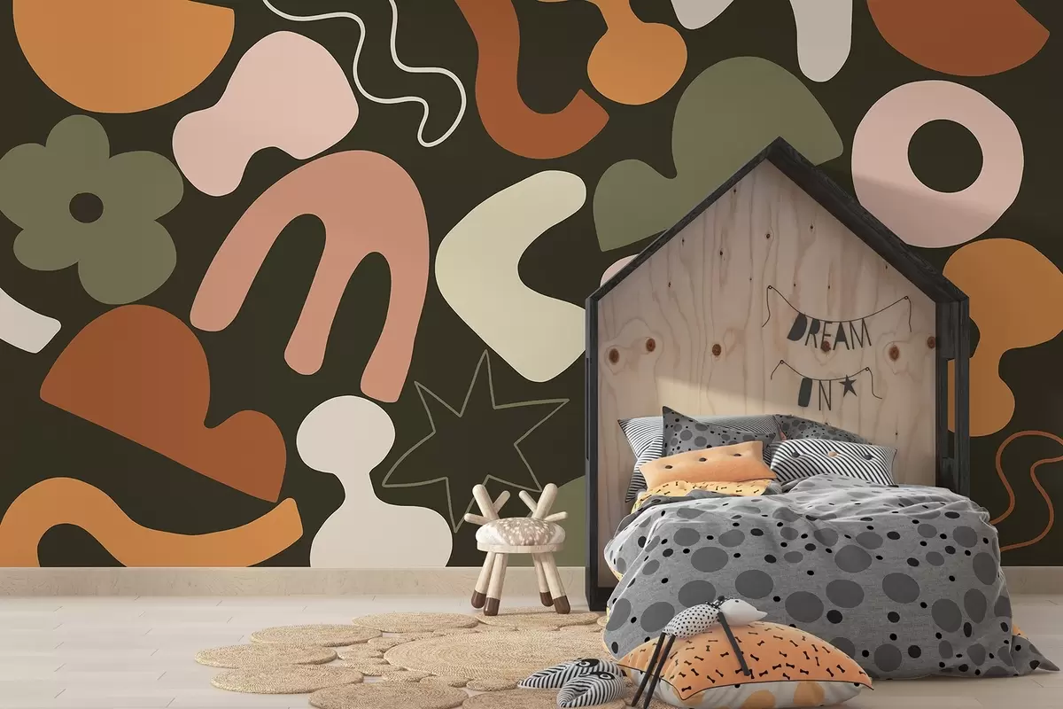 Fototapetes Ģeometriskas figūras, nepilngadīgais, abstrakcija, tumši zaļš fons w04067v2