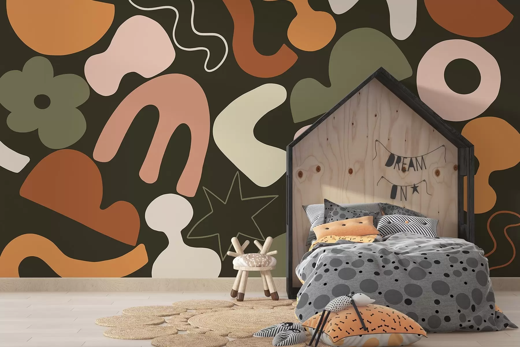 Fototapetes Ģeometriskas figūras, nepilngadīgais, abstrakcija, tumši zaļš fons w04067v2