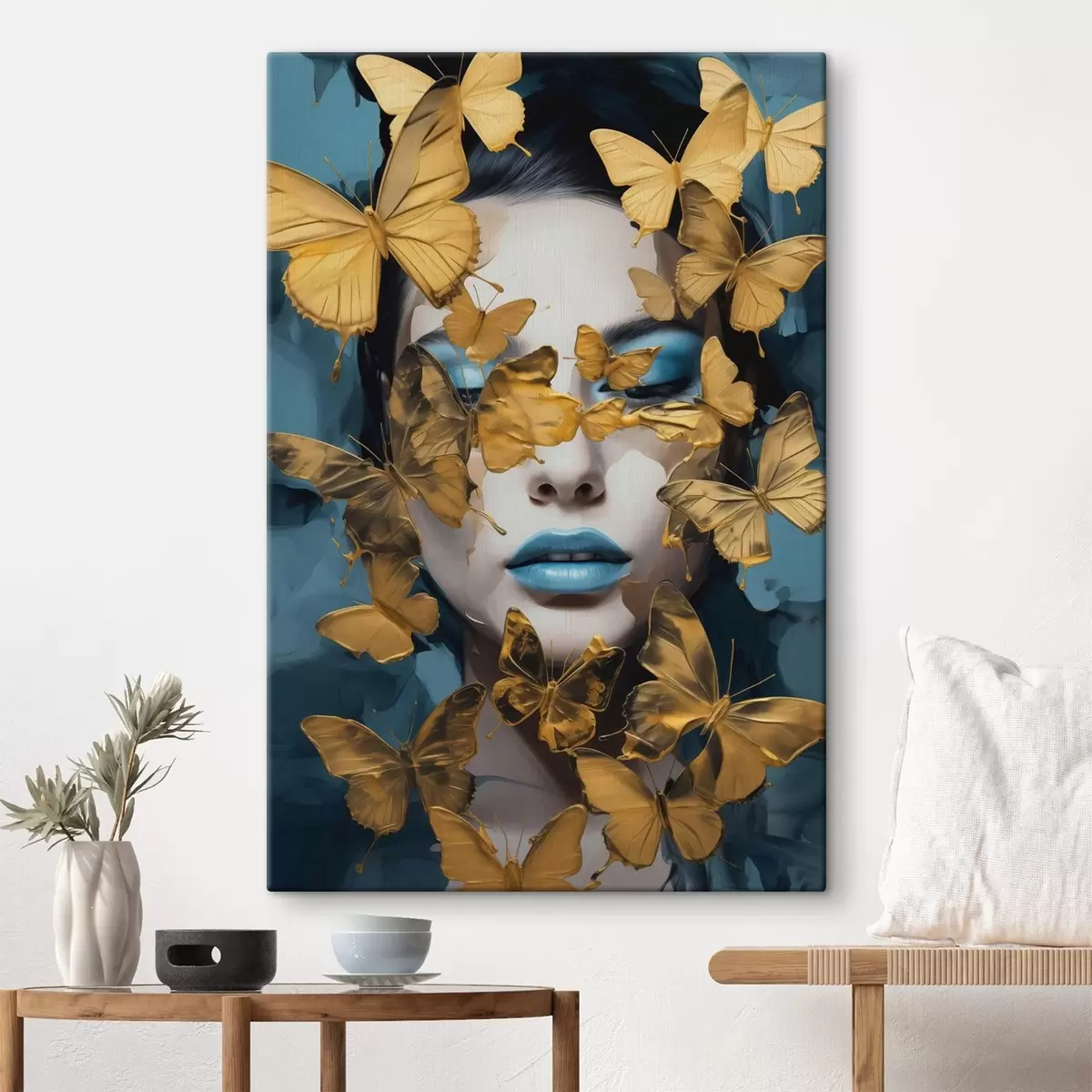 Glezna Meitenes portrets ar tauriņiem s44583