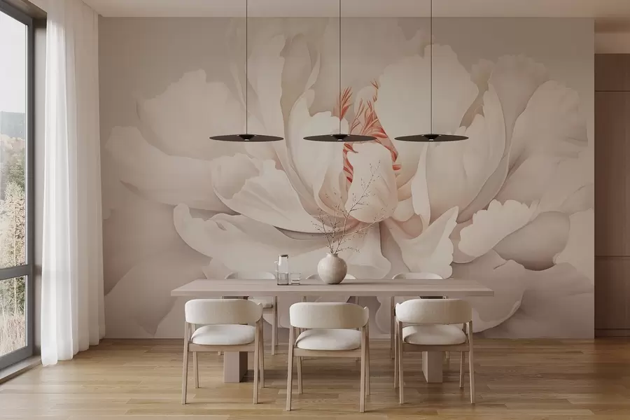 Fototapetes Ziedošs peoniju pumpurs pasteļtoņos w04061