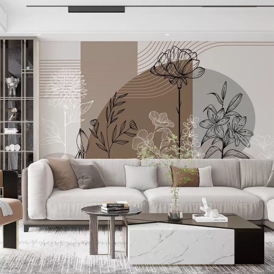 Fototapetes Boho ziedu kontūra w04081