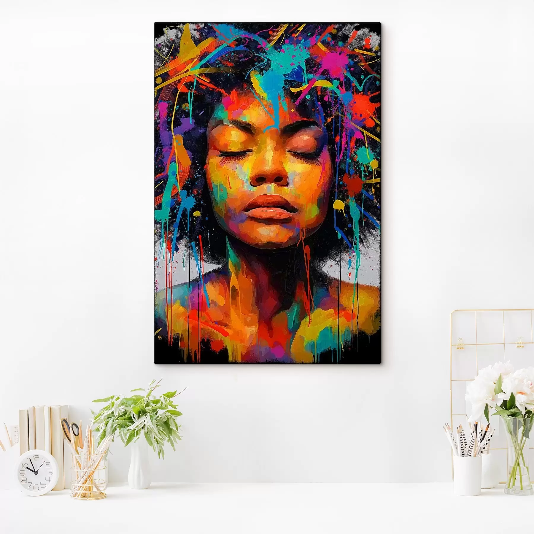 Fototapetes Meitene spilgtās krāsās, abstraktā stilā s44618