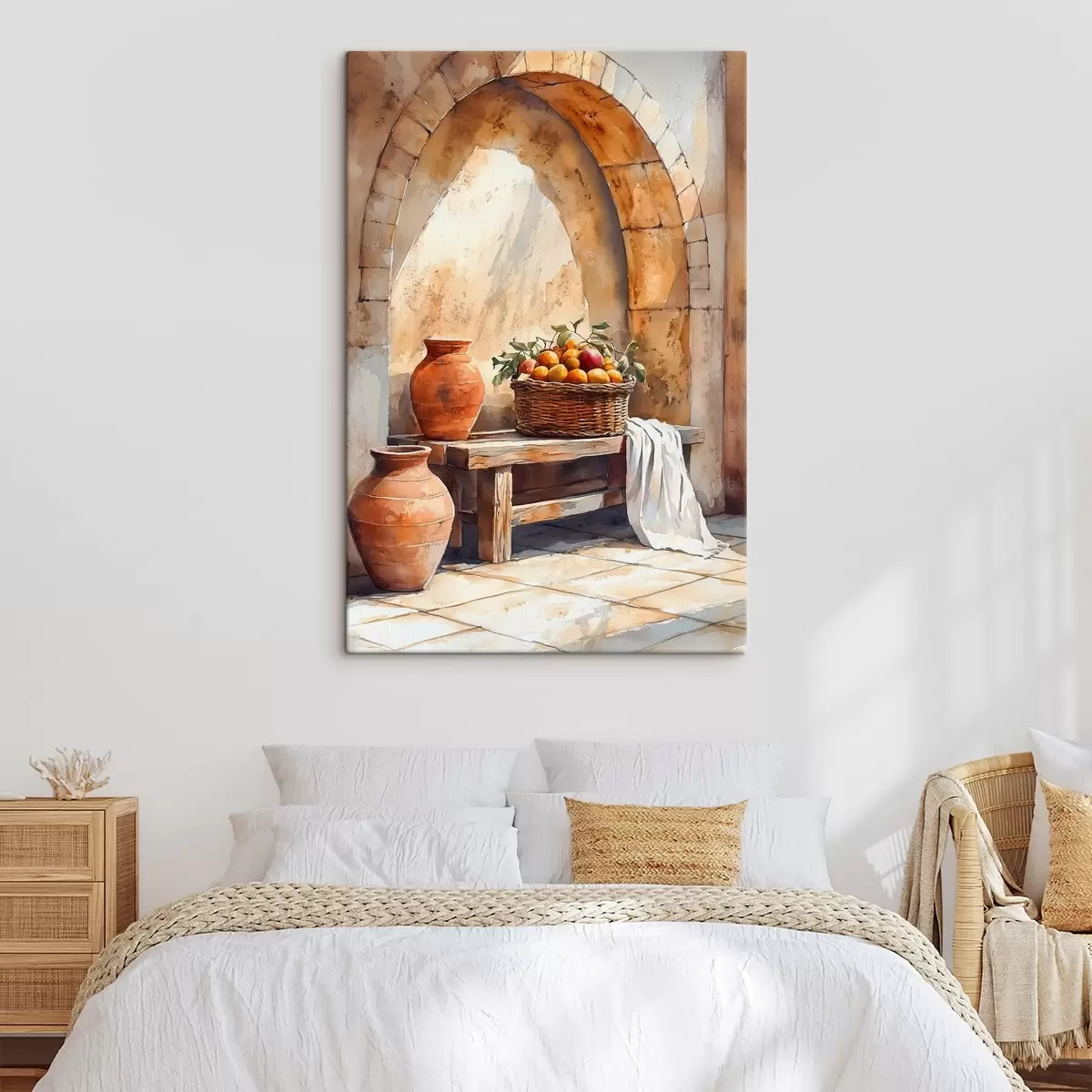 Glezna Estētiskas vāzes un pīts grozs ar apelsīniem, Toskāna, lauku stils s44605