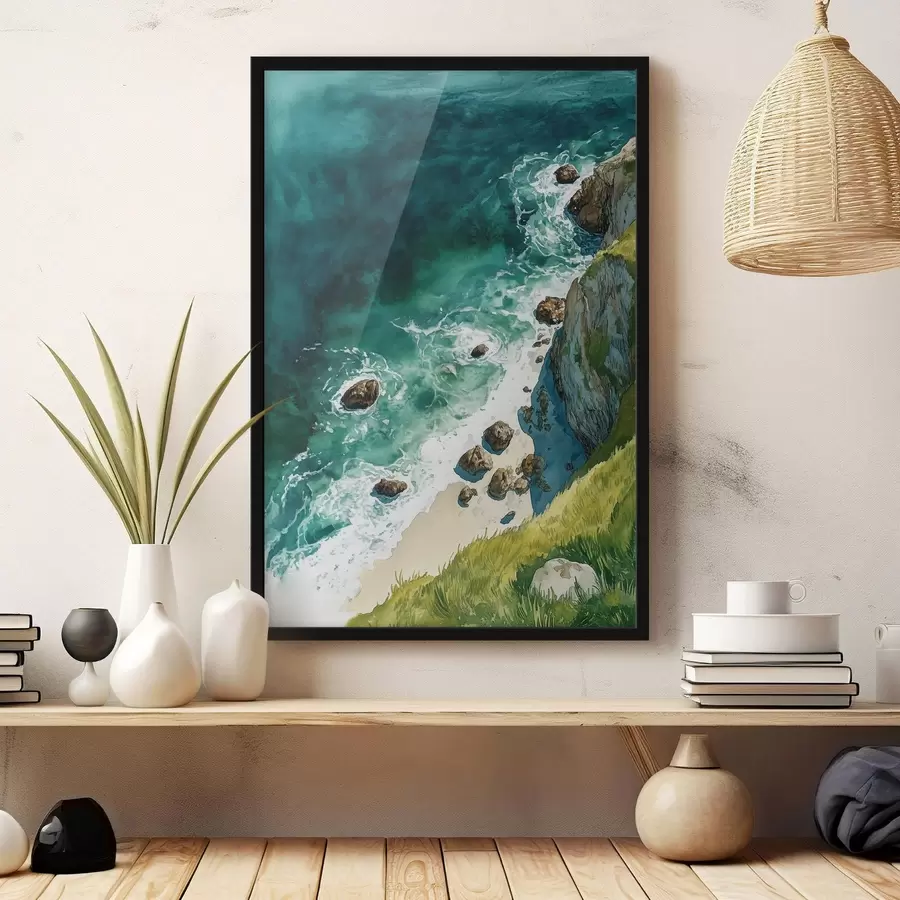 Fototapetes Akvamarīna ūdens, okeāns, klinšu klintis, Portugāle f44617