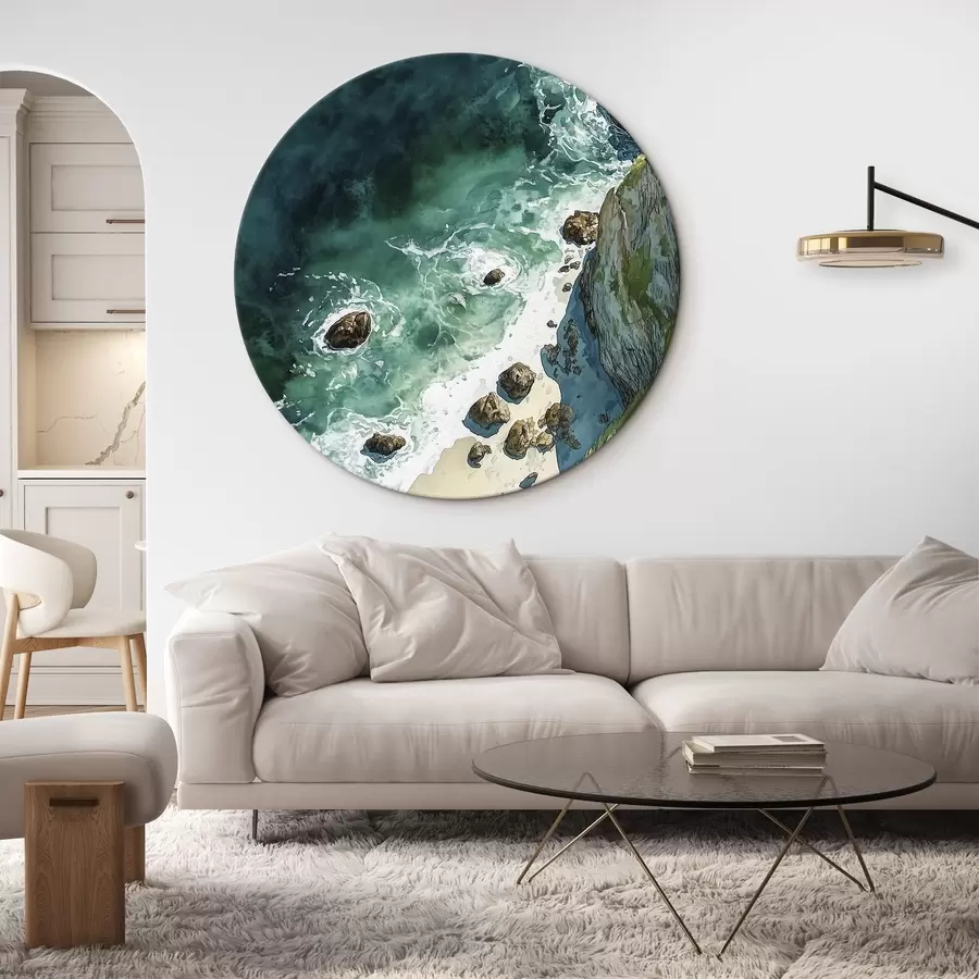 Glezna Akvamarīna ūdens, okeāns, klinšu klintis, Portugāle r44617