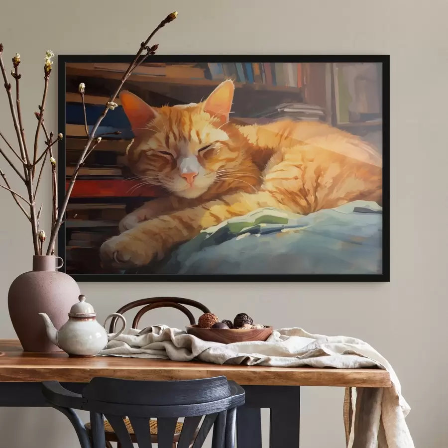 Fototapetes Kaķis un grāmatas f44656